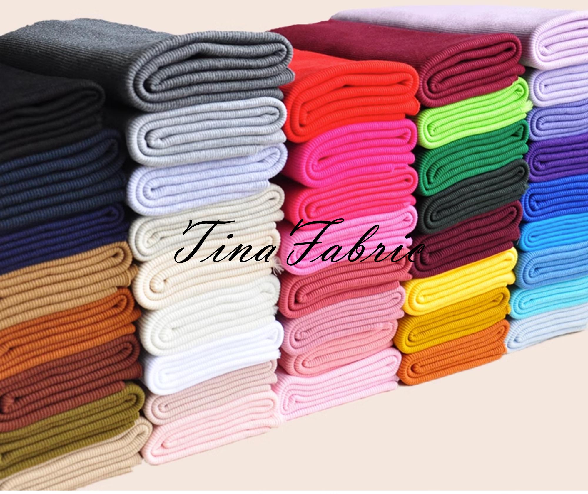 Cotton Elastic Ribbing Knit Fabric: 47 Colors, Cuffs/Waists (10cm Length)