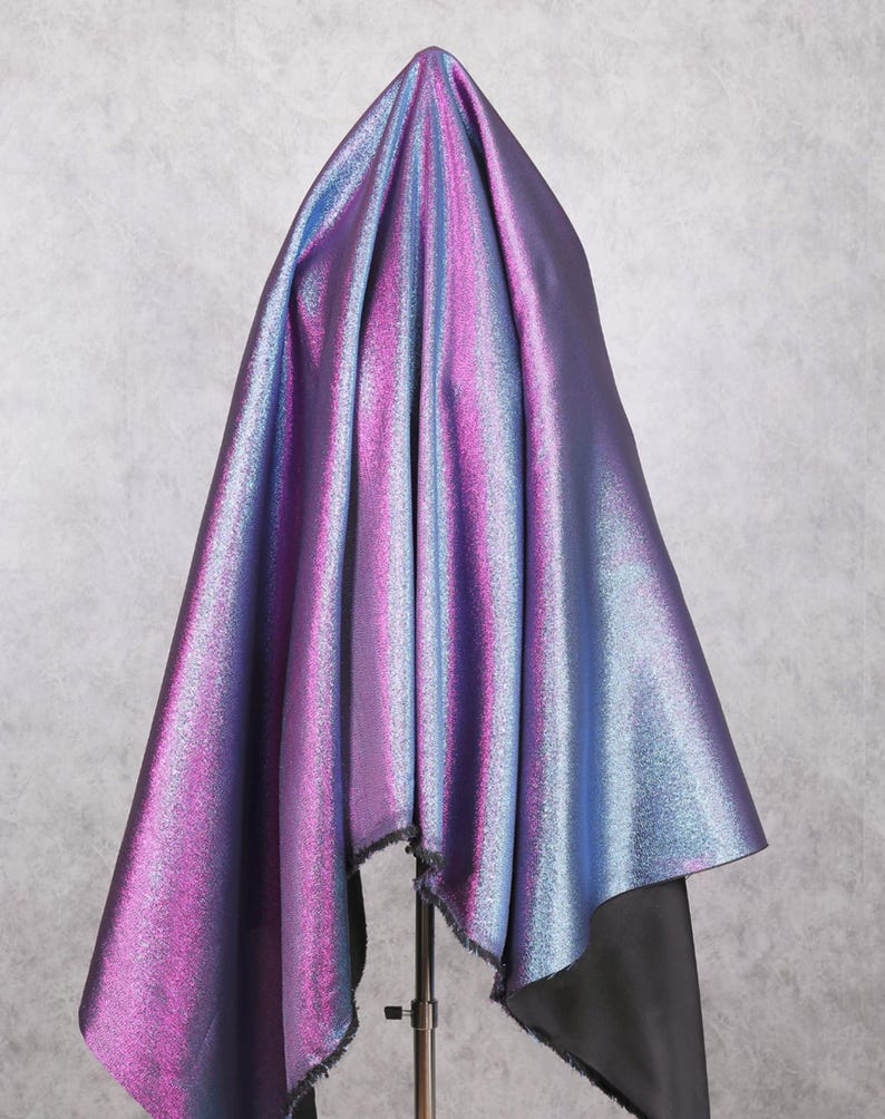 Pink Blue Jacquard Fabric: Shimmering Cosplay Coat Dress Material - By the Half Yard image 2