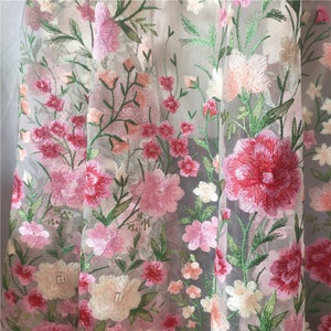 Elegant Embroidery Mesh Fabric Blooming Flower Floral - Etsy