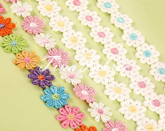 Small Floral Lace Trim Tulle Exquisite Floral Embroidery Wedding 2.5 cm width By The Yard