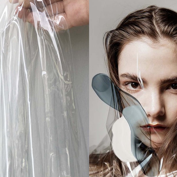Fully transparent tpu fabric - Garment raincoat film waterproof TPU plastic - Designer fabric - Transparent PVC bag - By the half yard