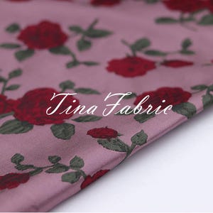 Rose Embossed Jacquard Fabric: French Vintage Brocade, 146cm Wide