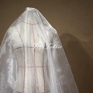 White Crystal Stiffened Mesh: Water Gloss Designer Fabric By The Yard