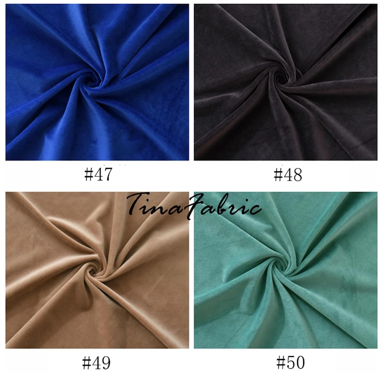 May include: Four fabric swatches in different colors: royal blue, black, beige, and teal. The swatches are arranged in a grid with the numbers #47, #48, #49, and #50 below each swatch.
