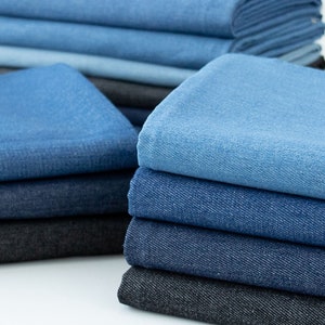 Very Thin Blue Denim Fabric, Blue Denim Fabric, Washed Denim, Solid Color Fabric, Cotton Fabric Pants Shirt Apparel Fabric By The Half Yard