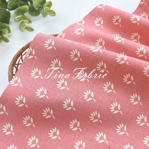 Floral Print Cotton Fabric: Pink Sewing Fabric By The Half Yard