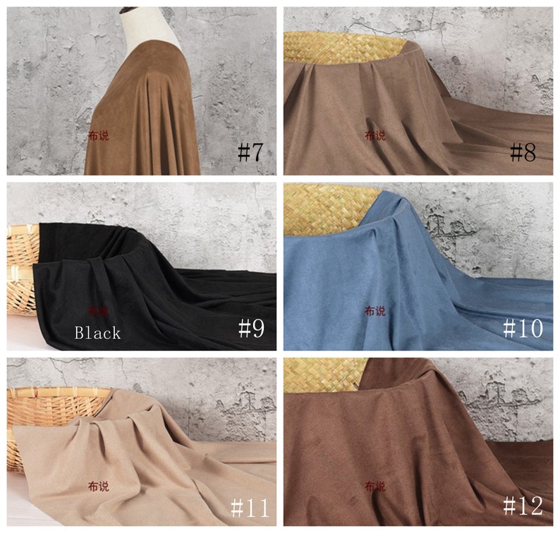 4 Way Stretch Faux Suede fabric for lightweight fabric work, satin backing For Clothing Garment Micro Suede Material Bags Shoes Sofa Cover image 4