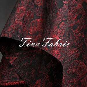 Dark Red Iron Chain Jacquard Fabric - Designer Skirt/Jacket Fabric - By The Half Yard