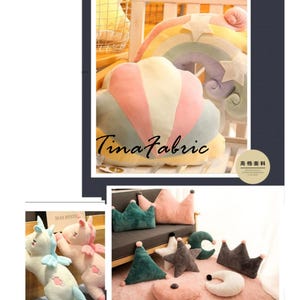 May include: A set of colorful plush pillows in the shape of a rainbow, cloud, star, moon, and crown. The pillows are made of soft, plush fabric and are perfect for adding a touch of whimsy to any room.