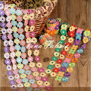 Embroidered Daisy Flower Lace Trim: Colorful Ribbon, Sewing Applique (2.4cm Wide)