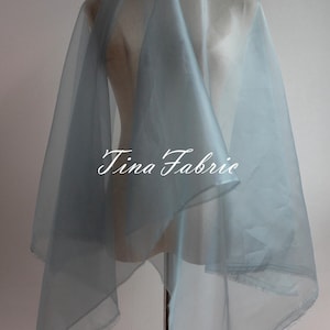 Haze Blue Crystal Mesh Fabric Shiny Transparent Background Organza Fabric Dress Fabric By The Yard