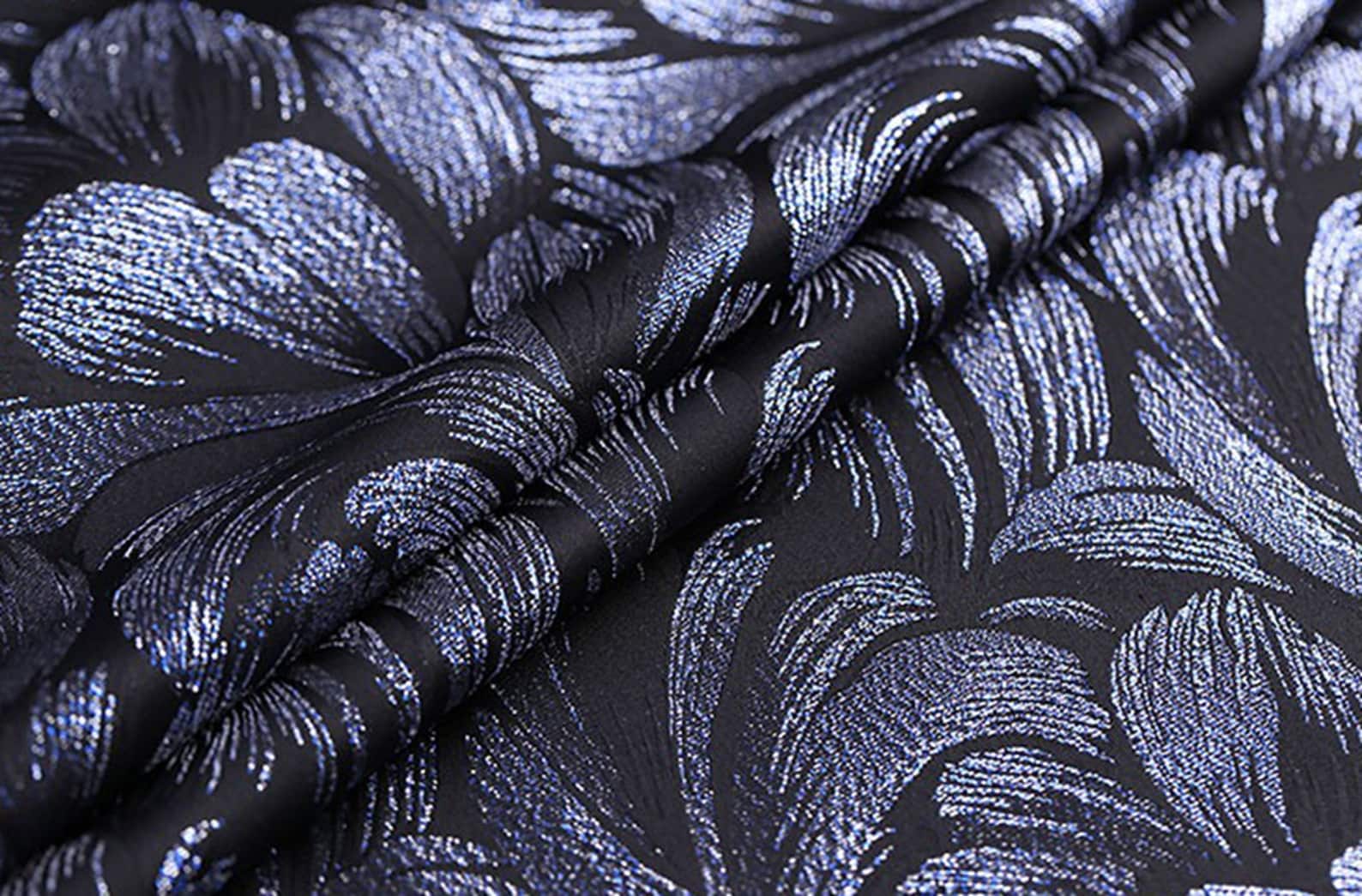 Jacquard Fabric Lurex Feather Jacquard Brocade Fabric Etsy