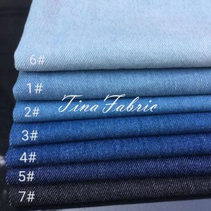 Heavy Blue Cotton Denim Fabric Swatches: Washed Jean Material