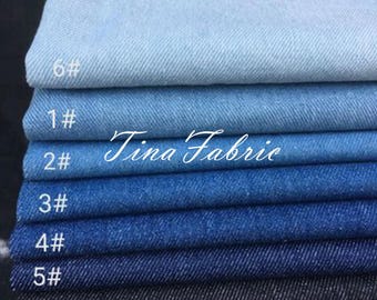 Heavy Blue Cotton Denim Fabric Swatches: Washed Jean Material