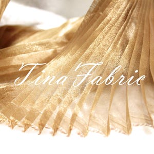 Golden Brown Organza Fabric - Pleated Accordion Pleated Organza - Dress Fabric - Designer fabric - By the half yard