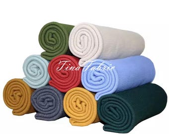 25 Colours Tubular Cotton Elastic Ribbing Knit Fabric Tube, 95% cotton, 5 perc elastan, for Cuffs, Waists, Necklines