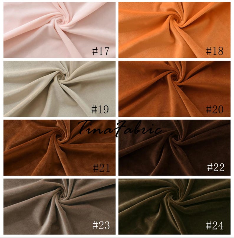 May include: A collection of eight fabric swatches in various shades of brown, beige, and pink. The swatches are arranged in a grid pattern and labeled with numbers 17 through 24.