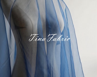Blue Organza Fabric: Glossy Gauze Mesh, 59" Wide, By The Yard