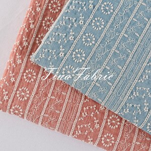 Embroidered Plant Cotton Fabric: Two-Tone Dressmaking Material
