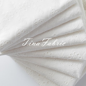 100% Cotton Embroidery Eyelet Fabric Soft Comfortable Cotton Cloth Sold By The Yard