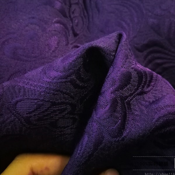 Purple Color Jacquard Fabric Thicken Fabric Relief Style Fabric With Butterfly Flower Style Fabric Wide 145cm By Yhe Yard
