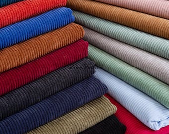 8 Wales Corduroy Fabric, Solid Color Polyester Velvet, DIY Coat/Jacket Fabric, 1/2 Yard