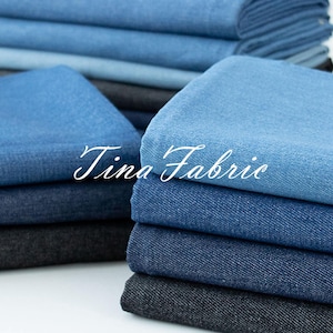Very Thin Blue Denim Fabric, Blue Denim Fabric, Washed Denim, Solid Color Fabric, Cotton Fabric Pants Shirt Apparel Fabric By The Half Yard