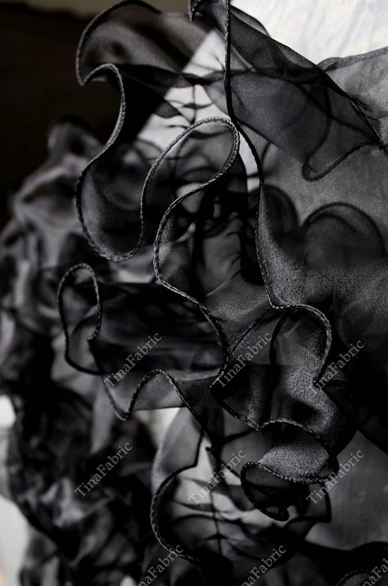 Fabric Flowing Ruffle Iridescent Organza Ruffle Fabric, Water Ripple Lace Trim (by the Yard ...