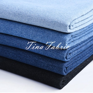 Blue Washed Denim Fabric: 100% Cotton Jean Material - By The Half Yard