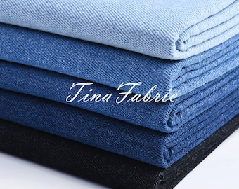 Blauwe gewassen denimstof: 100% jeanskatoen - op maat gesneden
