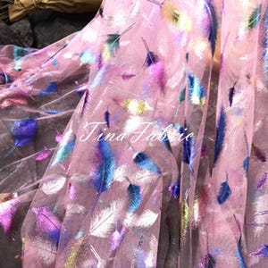 Gradient mesh fabric, Wedding fabric, Dress fabric, Design fabric, Peacock feather fabric, DIY fabric, by the yard