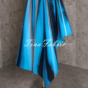 Royal Blue TPU Gradient Fabric: Mirror Gloss Designer Fabric
