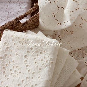 7 styles 100% cotton pure white hollow lace wedding dress fabric embroidery cloth embroidery cloth fashion apparel fabric dress fabric