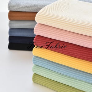 24 COLORS -NEW COLORS- Ribbed Knit Fabric, Solids Variety, Poly Spandex Blend, Fabric by the 1/2 Yard, Yard, or Sample, 4 Way Stretch