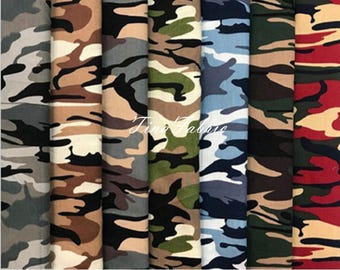 May include: Eight different camouflage fabric swatches in various colors, including green, brown, blue, and red. The swatches are labeled A through G.