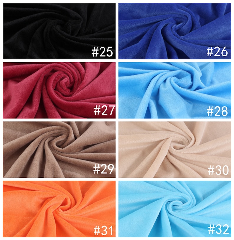 May include: Eight fabric swatches in different colors, including black, blue, red, light blue, beige, orange, and light blue. Each swatch is labeled with a number from 25 to 32.