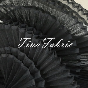 Black Accordion Pleated Rigid Mesh - Pleated Accordion Mesh - Dress Fabric - Designer Fabric - Hand Textured Trim Fabric By The Yard