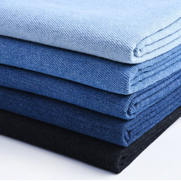 Blue Denim Fabric, Washed denim Fabric, 100% Cotton Denim, Jean Fabric, Apparel Fabric, Sewing, Heavy Denim - By The Half Yard