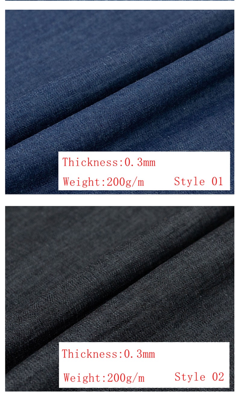 Blue Denim Fabric Washed Denim Fabric 100% Cotton Denim - Etsy