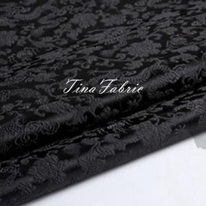 Black Color Black Dragon Fabric, Brocade Fabric, Dragon Style Brocade Fabric, Jacquard Fabric, By The Yard