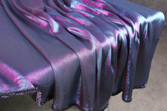 Pink Blue Jacquard Fabric: Shimmering Cosplay Coat Dress Material - By the Half Yard