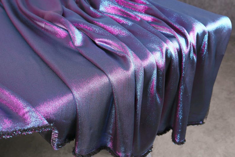 Pink Blue Jacquard Fabric: Shimmering Cosplay Coat Dress Material - By the Half Yard image 1