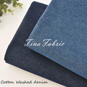 6 Ounce Blue Denim Fabric Washed Denim Fabric Cotton Denim Jean Fabric Apparel Fabric Sewing By The Half Yard
