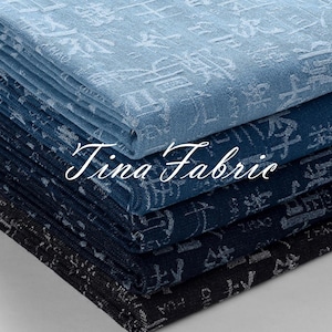 Japanese Denim Fabric, Vintage Washed Denim Fabric, 10 OZ Denim Cotton Fabric By The Half Yard