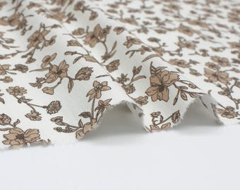 Tecido de sarja de algodão, estampa floral, leve (145 cm de largura, 0,5 metro)