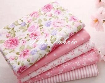Light Pink Cotton Fabric, Flower Stripe Plain Pink Cotton, Quilting Fabric, By The Half Yard