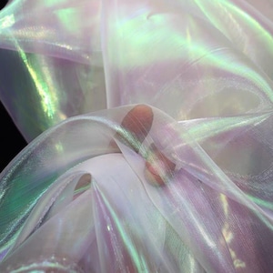 Iridescent Holographic Gauze Fabric,Wedding Dress,Curtain Background Fabric,Magic Organza Fabric.Party Decor,DIY Supplies,Wholesale