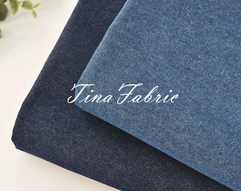 Tela vaquera de algodón azul: mezclilla lavada de 10 onzas - Por media yarda