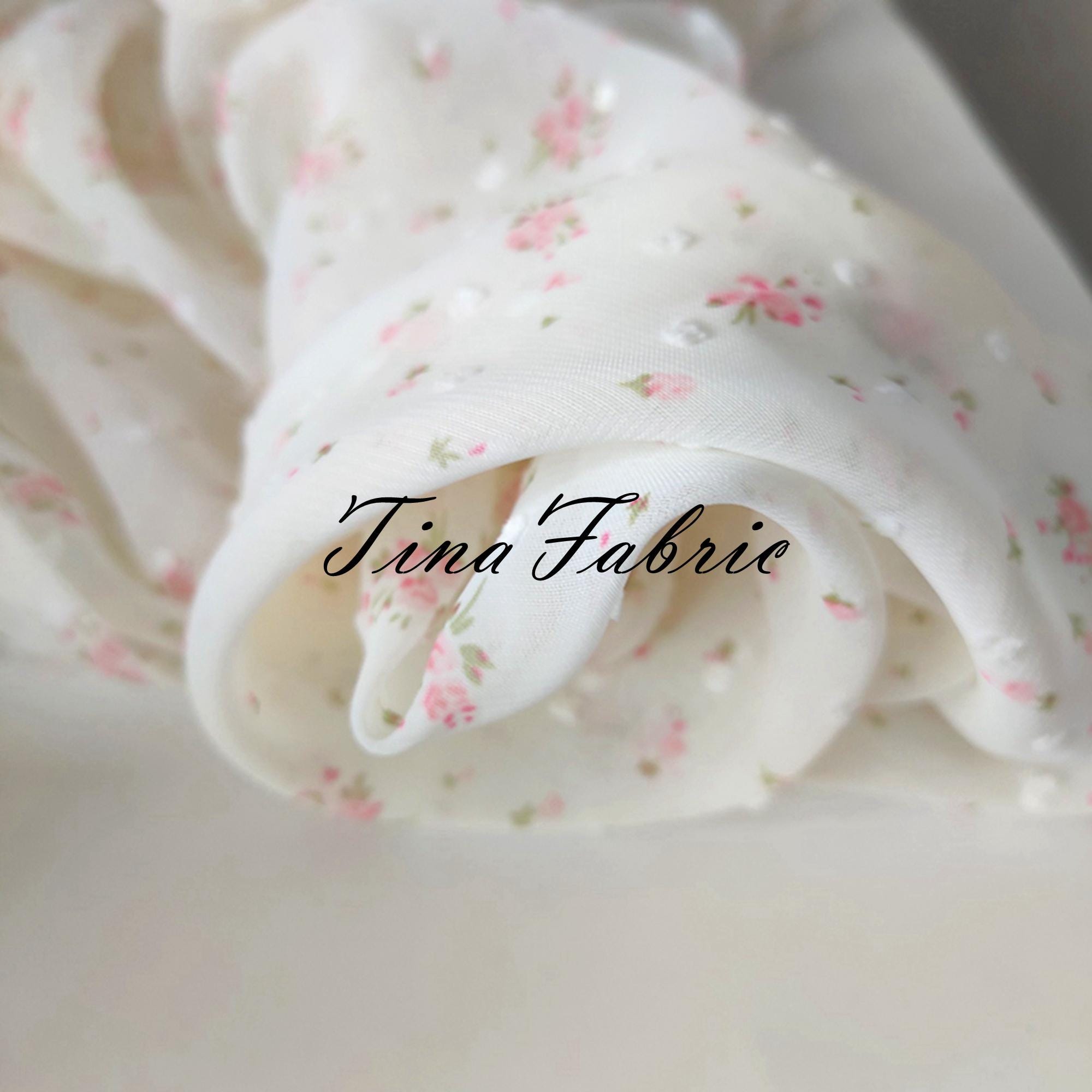Polka Dot Floral Chiffon Fabric: Dress & Home Decor Fabric By The Yard