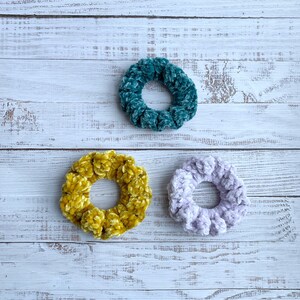 Velvet Scrunchies, crochet scrunchies, hair ties, handmade scrunchies, birthday gifts for her, hair accessories, scrunchie set of 3